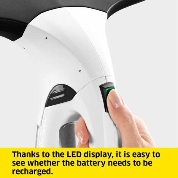 Kärcher Window Vac WV 2, Battery Running Time: 35 min, LED Display for Battery Status, Suction Nozzle: 280 mm for Streak-Free Cleaning, Weight: 0.6 kg