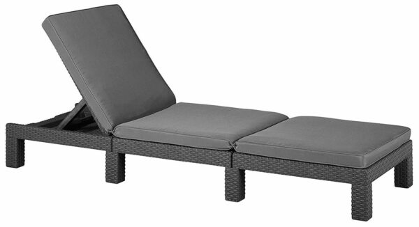 Allibert by Keter Daytona Sunlounger, Graphite with Grey Cushion