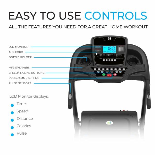 Fit4home Folding Electric Treadmill with Incline 12% Automatic Adjustable Portable Running Machine for Home Walking Jogging Transportation Wheels Bluetooth | JK41A