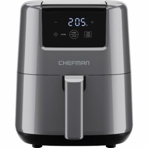 Chefman 2L Mini Air Fryer – Digital Space-Saving Compact Air Fryer with Nonstick and Dishwasher Safe Basket, Quick & Easy Meals in Minutes, Features Digital Timer and Shake Reminder – Grey