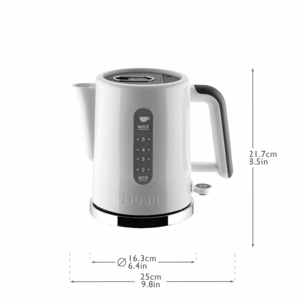 Dualit Studio 1.5L Jug Kettle in White With Polished Trim | 2.4KW Fast Boiling | Dual Measuring Windows | BPA Free | Patented Sure Pour Technology