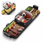 Hotpot Grill, Indoor Smokeless Korean Bbq, Shabu Shabu Electric Hot Pot With Divider, Portable Table Party Bbq And Hot Pot