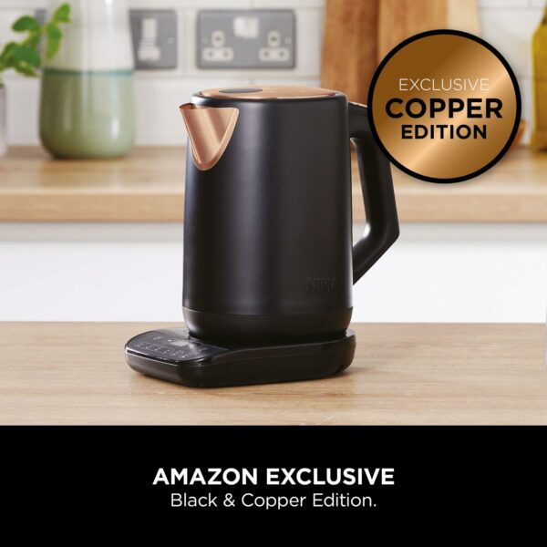 Ninja Perfect Temperature Kettle, 1.7L, with Temperature Control, LED Display, Easy to Use Kettle with Rapid Boil and Temperature Hold, Black & Copper, KT200UKCP