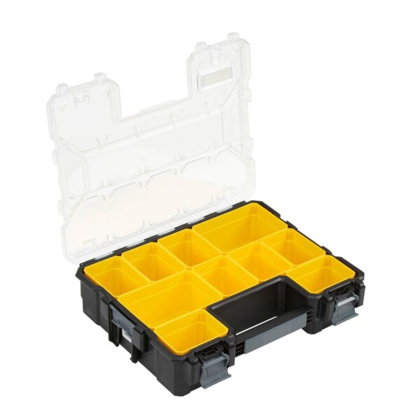 STANLEY FATMAX Waterproof 10-Compartment Deep Professional Tool Organiser, Removable & Stackable Deep Storage Cups with Transparent Lid, for Small Parts and Tools Storage, 1-97-521