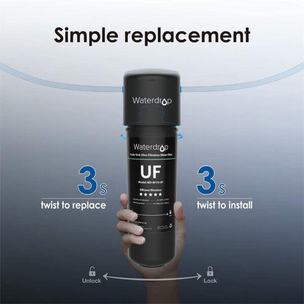 Waterdrop RF10-UF 0.01 Micron Replacement Filter Cartridge for 10UA/10UA-UF/10UB/10UB-UF Under Sink Water Filter, Reduces Lead, Chlorine, Bad Taste & Odor, 8K Gallons High Capacity