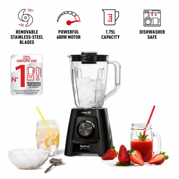 Tefal BL420840 Blendforce II Blender with Plastic Jug, 600 W, 1.5 liters, Black
