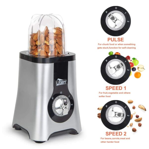Jug Blenders, Uten Smoothie Blender 1.25L, 5-in-1 Multi-Functional Smoothie Maker and Mixer for Juicers Fruit Vegetable 380W Automatic Blender Ice Crusher with 22,000 RPM/Min