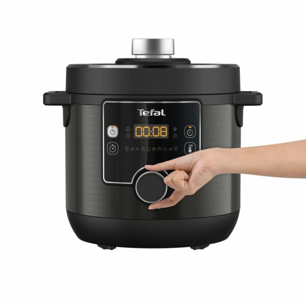 Tefal Turbo Cuisine & Fry, 7.6L Electric Pressure Cooker with Air Fryer lid, programmes inc Fry, Roast, Grill, Slow cooker, Rice cooker, 7.6L, 1200W, Plastic, Black, CY778840