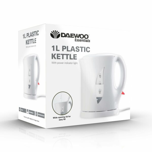 Daewoo Lightweight Cordless Kettle – Compact Travel Kettle with 1L Capacity, Water Level Indicator & Auto Shut-Off – Ideal for Camping, Caravans, Offices, or Job Sites