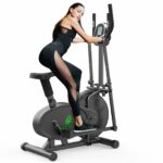 Elliptical Cross Trainer, Neezee 2 in 1 Cross Trainer Exercise Bike with Pulse Sensor, LCD Monitor and Adjustable Seat