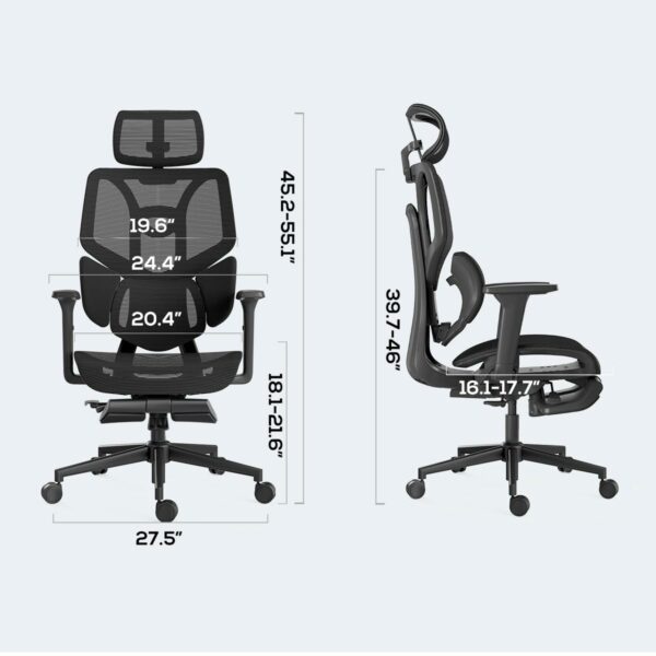 Hbada E3 Ergonomic Office Chair Elastic Adaptative Adjustment Back Lumbar Support Computer Chair
