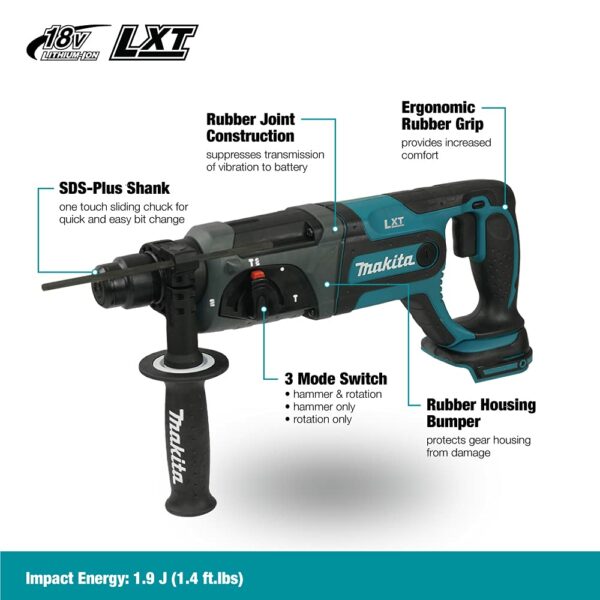 Makita DHR241Z 18V Li-ion LXT 20mm SDS-Plus Rotary Hammer - Batteries and Charger Not Included