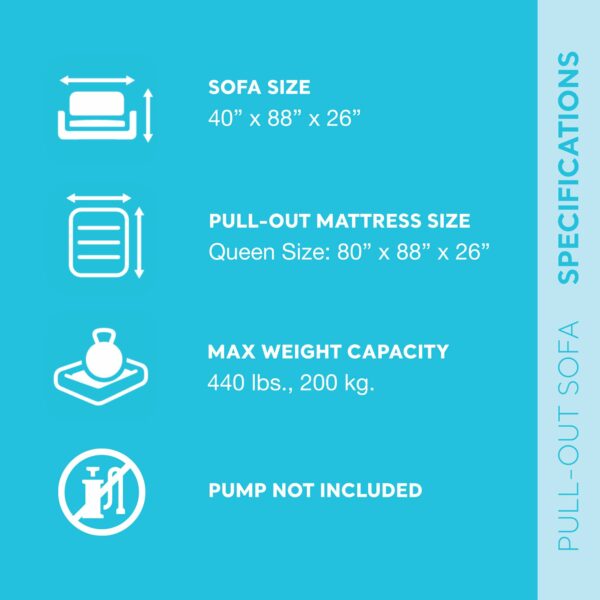 Intex Queen Size sofa bed Pull-Out Inflatable camping with 3 quick inflation and deflation valves, ‎203.2 x 231.14 x 66.04 cm, Charcoal grey