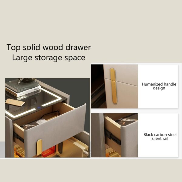 Smart Nightstand Hidden Safe with Charging Station and Drawer, Bedside Table with Touch Sensor Light, Storage Cabinet Nightstands for Bedroom Living Room(40 * 35 * 50cm) (Color : Gray)