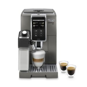 De'Longhi Dinamica Plus ECAM370.95.T, Automatic Bean to Cup Coffee Machine, LatteCrema Hot Milk Frother, Smart One Touch Technology, App, 3.5" Touchscreen, My Function, 1450W, Titanium