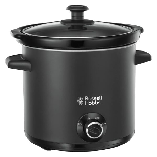 Russell Hobbs Chalkboard 3.5L Electric Slow Cooker - Cooks upto 4 portions, 3 heat settings, high/low/keep warm, Removable ceramic pot for easy cleaning, Glass lid, Energy saving, 200W, 24180