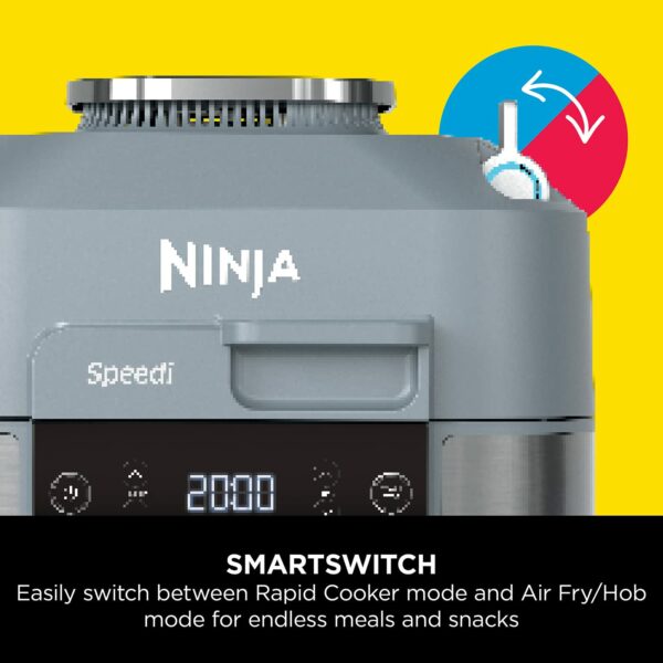 Ninja Speedi 10-in-1 Rapid Cooker, Air Fryer and Multi Cooker, 5.7L, Meals for 4 in 15 Minutes, Air Fry, Steam, Grill, Bake, Roast, Sear, Slow Cook & More, Cooks 4 Portions, Sea Salt Grey, ON400UK