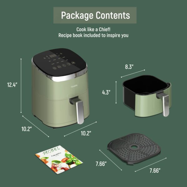 Air Fryers 4L,Fabuletta1680W Compact Air Fryers with 9 Presets, Max 230℃ Setting Digital Air Fryer Oven with Rapid Air Circulation, Digital Display,Shake Reminder,Nonstick & Dishwasher, Quiet