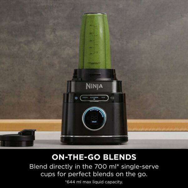 Ninja 2-in-1 Detect Power Blender Pro & Single Serve, 1200W Blender With Jug, & 2x Single Serve Cups, Blend Smoothies, Chop Vegetables & Mix Frozen Drinks, Black, TB301UK