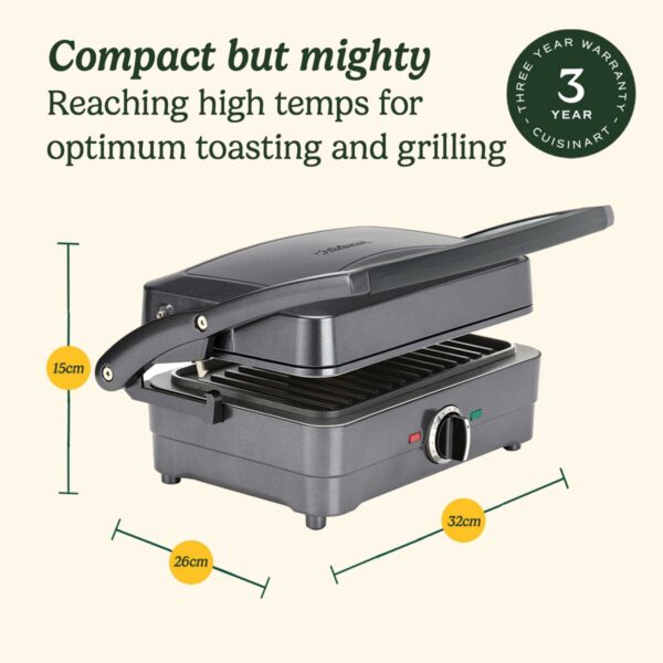Cuisinart Grill & Sandwich maker, Sandwich toaster, panini press, electric grill, Non-stick Removable, interchangeable plates, Health grill, less oil, Midnight Grey, GRSM4U