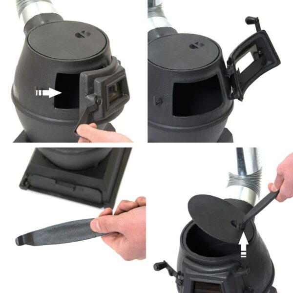 DISHENGZHEN Pure Cast Iron Coal Fire, Wood Stove, Viewing Window, Multi-Purpose Camping Stove for Tent, Indoor, Villa, Shelter, Heating and Cooking