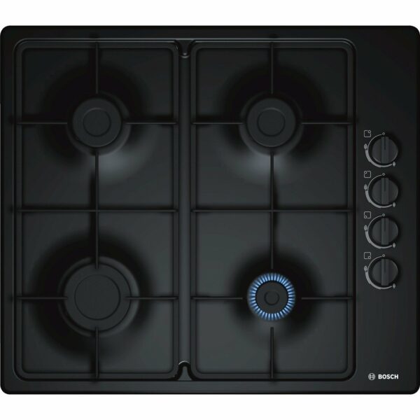 Bosch HBS534BB0B Serie 4 Built-in Oven with EcoClean Direct, Cleaning Assistance, 3D Hotair and LED display, 60 x 60 cm, Black & Bosch PBP6B6B60 Gas hob, 60 cm, Black, Serie 2, Built in