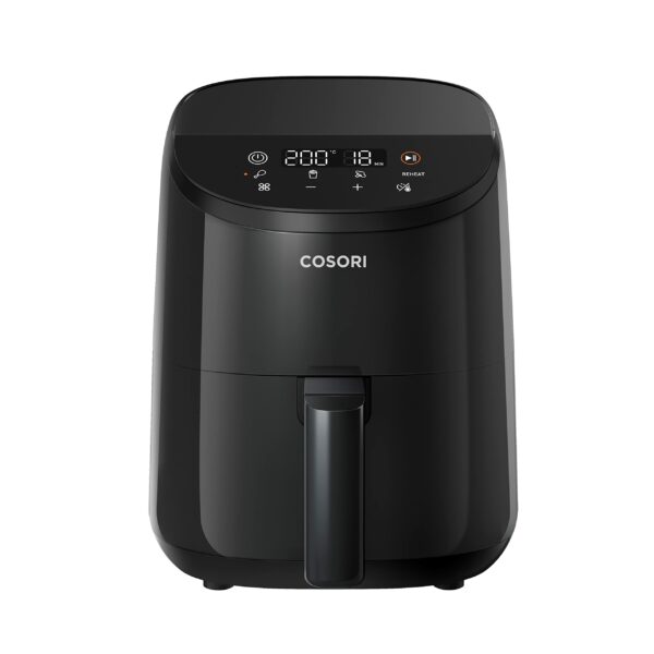 COSORI Small Air Fryer, 2L, Led Touch-control Display, 900W, 53% Faster, Nonstick and Dishwasher Safe, 30 Online Recipes, Low Noise, 97% Less Oil, Black