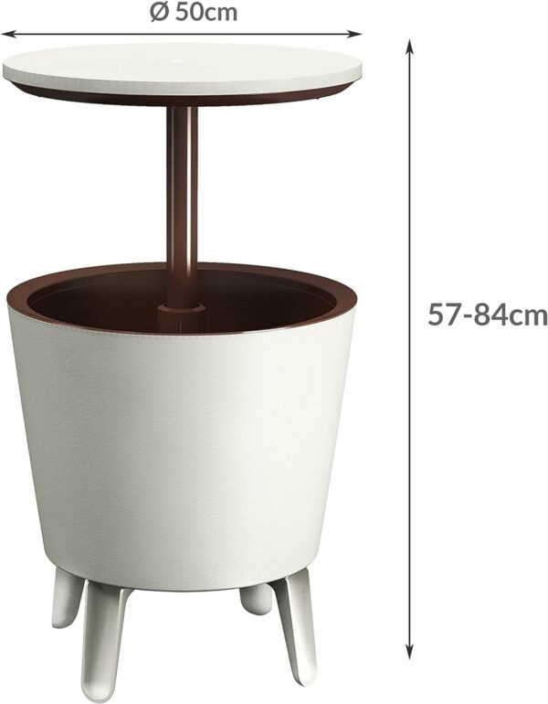 Keter Cool Bar Plastic Outdoor Ice Cooler Table Garden Furniture - white/brown