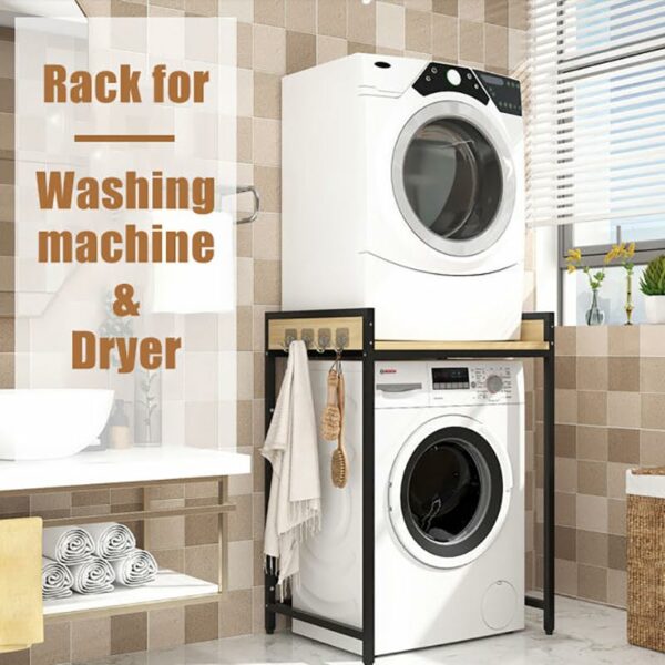 Dryer Stand Adjustable Portable Stacking Kit for Front Loader Washing Machine & Tumble Dryer - Space Saving Solution for Laundry With No Wall Mounting or Drilling - Strong Steel black