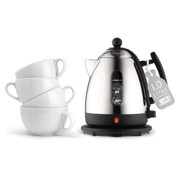 Dualit Lite Kettle - 1L 2kW Jug Kettle - Polished with Black Trim, High Gloss Finish - Fast Boiling Kettle by Dualit - 72200, Silver/Black