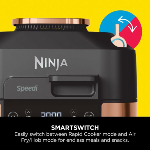 Ninja Speedi 10-in-1 Rapid Cooker, Air Fryer and Multi Cooker, 5.7L, Meals for 4 in 15 Minutes, Air Fry, Steam, Grill, Bake, Roast, Sear, Slow Cook & More, Cooks 4 Portions, Copper Black ON400UKCP