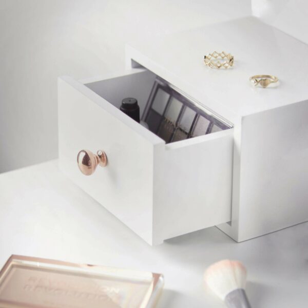 Carme White Dressing Table with Mirror Touch LED Lights 3 Drawers Bluetooth Speaker Stool Set