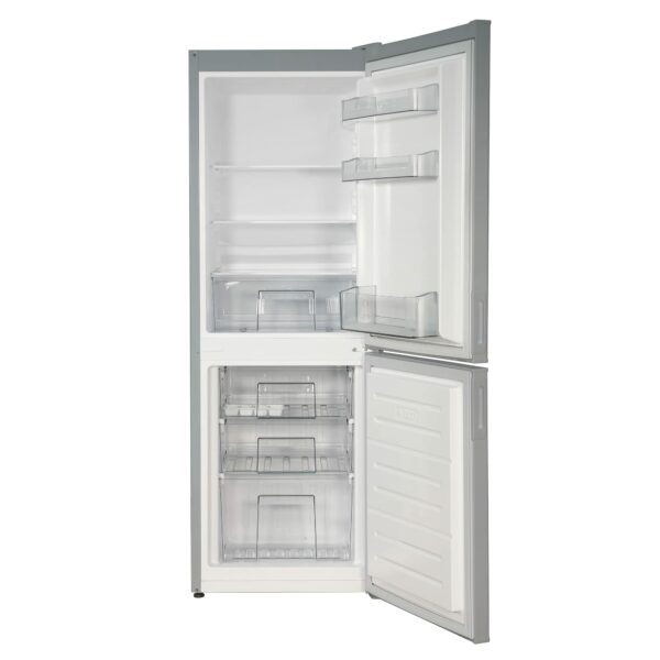 Russell Hobbs Low Frost Silver 60/40 Fridge Freezer, 173 Total Capacity, Freestanding 50cm Wide 145cm High, Fast Freeze