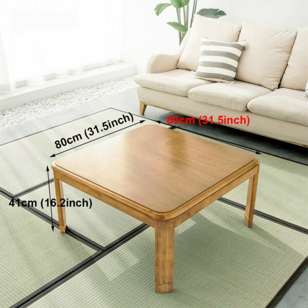 Japanese Kotatsu Table with Heater and Blanket, Comforter, Tatami Futon Coffee Tea Table Wood Square Large for Living Room, Blue