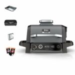 Ninja Woodfire Electric BBQ Grill Smoker, 7-in-1 Outdoor Grill Air Fryer, Roast, Bake, Dehydrate, Uses Woodfire Pellets, Weather Resistant