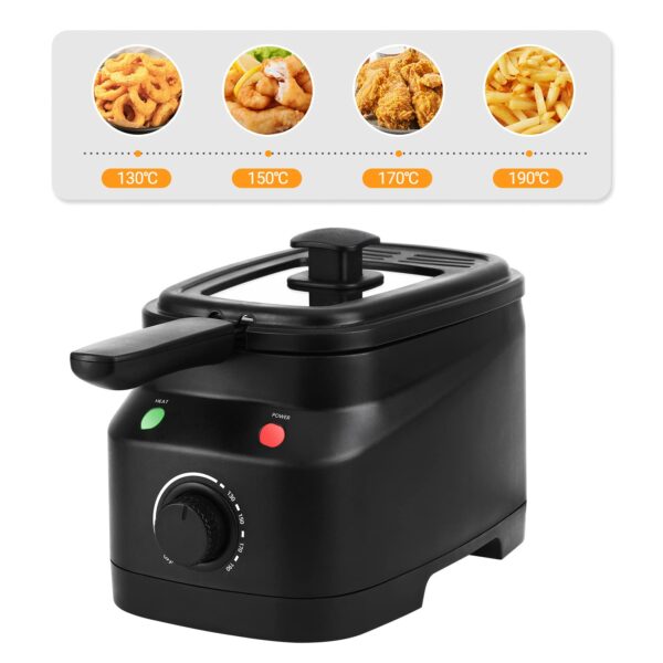 Mini Deep Fat Fryer Deep Fryer, 1.5L Deep Fat Fryers for Home Use Easy Clean, Chip Fryer with Adjustable Temperature Control, Stainless Steel Basket