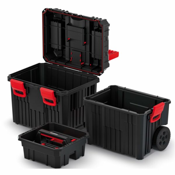 Rolling Workshop Tool Box with Clamping Fasteners Modular Reinforced Wall Structure 45 x 36 x 64 cm (with Plastic Closure)