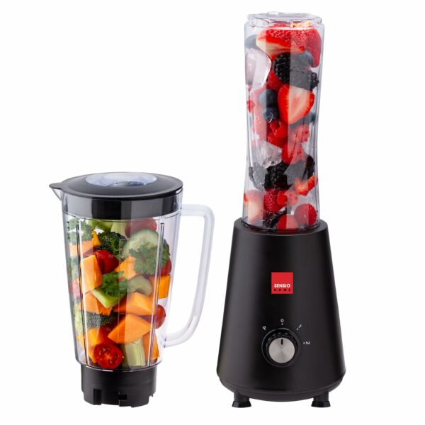 Sensio Home Personal Blender Smoothie Maker - BPA Free 1L Jar & 600ml Portable Sports Bottle, Electric Blender for Fruit, Vegetables, Protein Shakes, Crush Ice & Frozen Fruit, 2 Speed + Pulse 350W