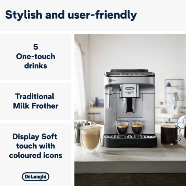 De'Longhi Magnifica Evo, Bean to Cup Coffee and Cappuccino Maker, ECAM292.33.SB, Silver