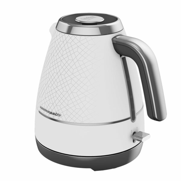 BEKO Cosmopolis Dome Kettle WKM8307CR, Retro White Chrome Design,1.7 L Capacity 3000 W Includes Removable Lid, Easy Pour Spout and Boil Dry Protection