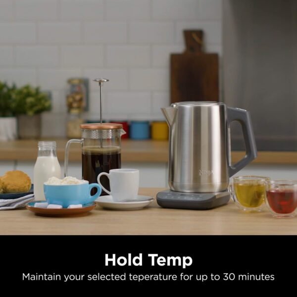 Ninja Perfect Temperature Kettle, 1.7L, with Temperature Control, LED Display, Easy to Use Kettle with Rapid Boil and Temperature Hold, Stainless Steel KT201UK