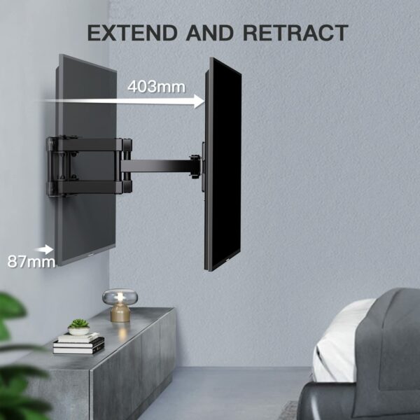 PERLESMITH TV Wall Bracket, Swivel Tilt Wall Mount for 26-70 Inch Flat & Curved TVs up to 45kg, TV Bracket Max. VESA 400x400mm