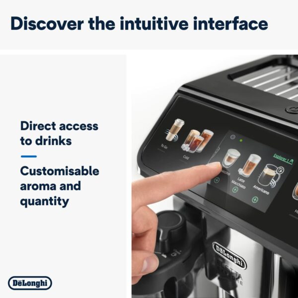 De'Longhi Eletta Explore Cold Brew ECAM452.67.G, Barista Coffee Machine with LatteCrema Hot and Cool, Espresso Machine, Automatic Coffee Bean Machine, Cold Extraction, Coffee Pot Included, Dark Grey