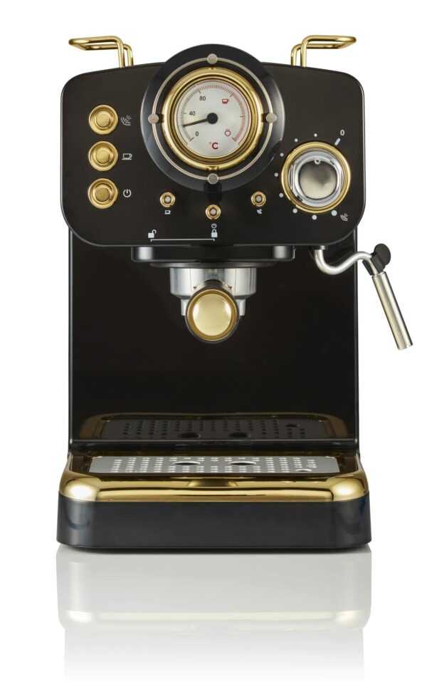 Swan Espresso Coffee Machine Gatsby Pump SK22112BLKN, Black, With 1.2 Litre Water Tank, Steam Wand