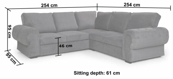Corner Sofa Bed Horizon Grey Velour Fabric Full Back Cushions