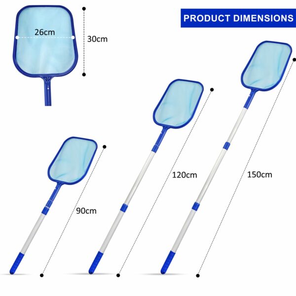 Crystals Pool Skimmer Net - Swimming Pool Cleaning Net with Extendable Telescopic Pole - Fine Mesh Pond Skimmer for Fountain Tubs Spa Fish Tank