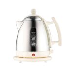 Dualit Lite Kettle | 1 L 2 kW Jug Kettle | Polished with Canvas White Trim, High Gloss Finish | Fast Boiling Kettle by Dualit | 72203, Silver/Canvas White