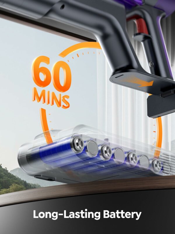 Smoture Cordless Vacuum Cleaner, 550W 45KPA Stick Vacuum with Touch Screen, Up to 60 Mins Runtime, Self-Standing Vacuum with Auto Mode
