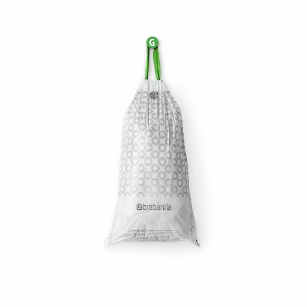 Brabantia PerfectFit Bin Liners (Size G/23-30 Litre) Thick Plastic Trash Bags with Tie Tape Drawstring Handles (40 Bags)