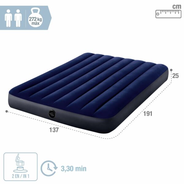 Intex Classic AirBed mattress Full-size inflatable Downy with waterproof flocked top and Dura-Beam inner structure Double
